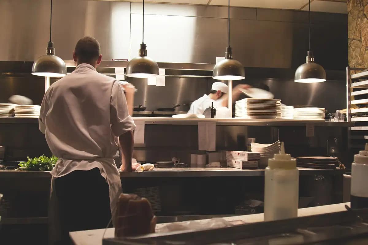 Chefs working in a restaurant kitchen